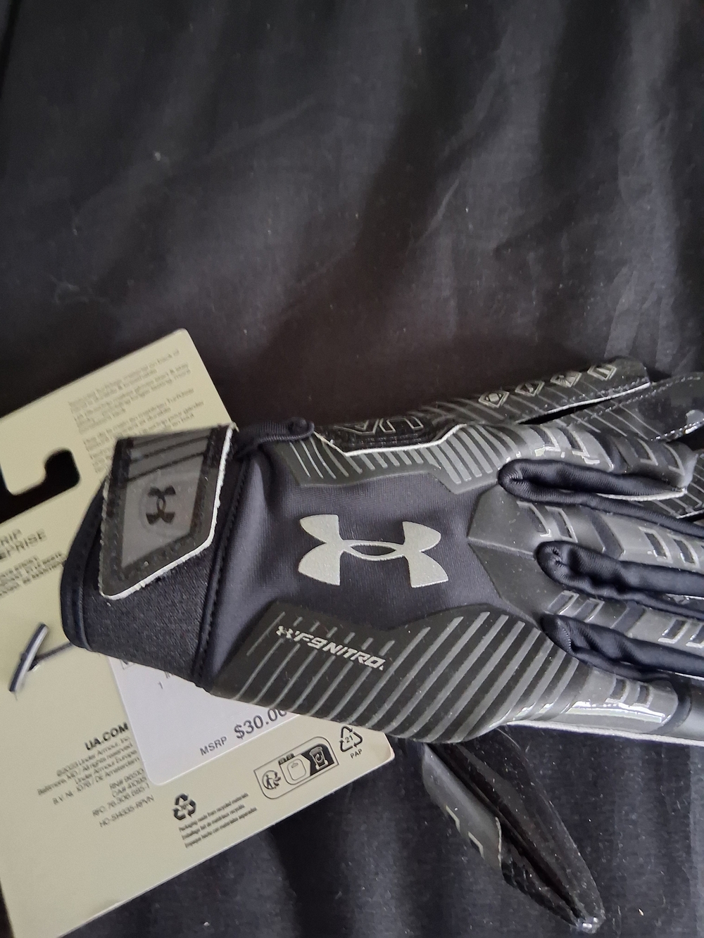 Under Armour Black Performance Football Gloves